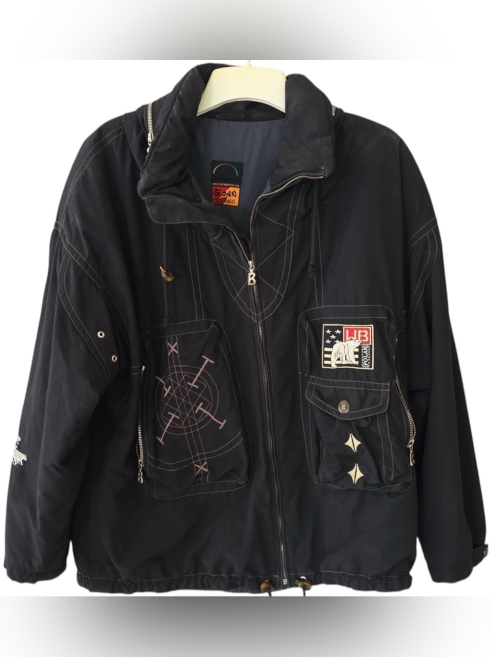 Vintage Bogner Goan Thylmann Black Embroidered Ski Jacket